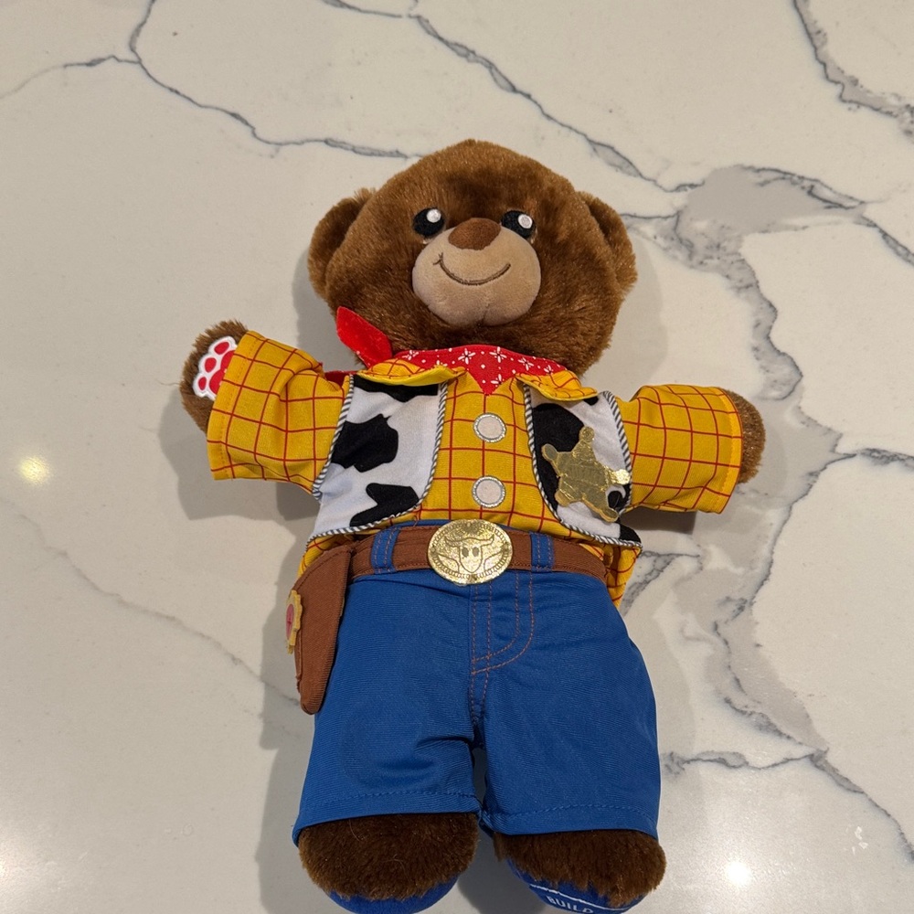 Build-A-Bear Cowboy Teddy with Yellow and Blue Outfit